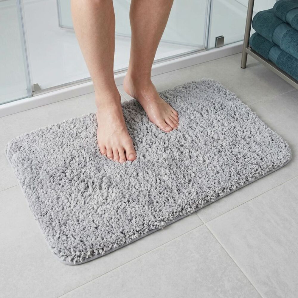 Non Slip Microfiber Soft Absorbent Quick Dry Bath Rugs 20"x32" Grey